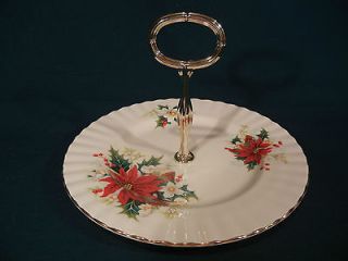 Royal Albert Poinsettia Christmas Pattern Handled Serving Plate