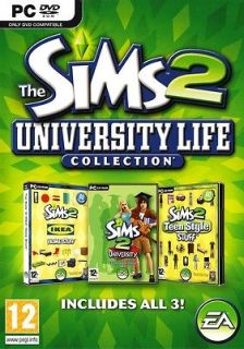 The Sims 2 University Life Collection 3 in 1 (PC Games) Brand New