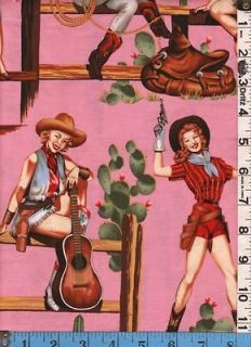 Fabric Henry FROM THE HIP Pinup Cowgirl PINK retro 50s