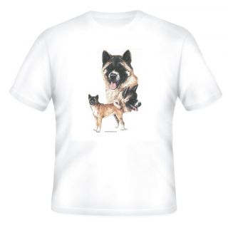 white short sleeve T shirt nature dog breed Akita puppy