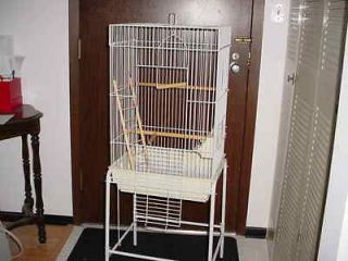 BIRD CAGE White with Stand and assessories Ladder, Swing, 2 Feeders 2