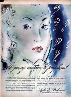 1944 Lydia E Pinkhams Vegetable Compound Ad A Young Ma