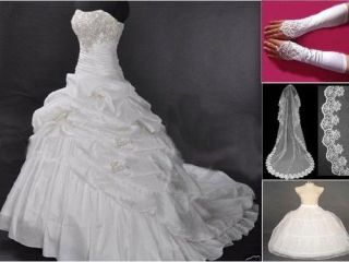 Stock*white/ivory wedding dress/bride gown/Party Dress Size 6,8,10,12
