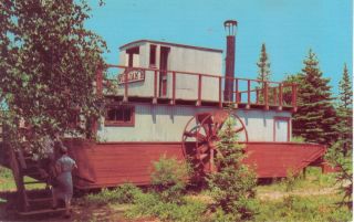 Postcard Ontario ALGONQUIN PARK Logging Museum SIDE WHEEL ALLIGATOR