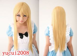 NEW Alice in Wonderland Long Blonde Anime Costume Cosplay Hair Full