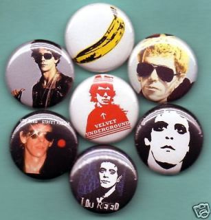 Lou Reed Set of 7 Pins Button Ba dges velvet underground