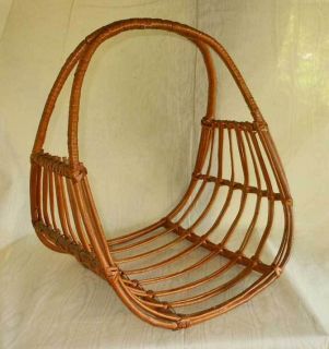 Franco Albini Vintage Antique Magazine Basket Rack Triangle Rattan Mid