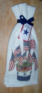 Mary Lake Thompson flour sack kitchen towels set 2 flags in a bucket