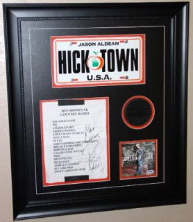 Jason Aldean CD HICK TOWN signed FRAMED PSA DNA SETLIST