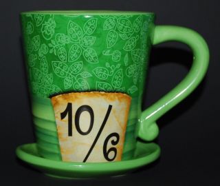 Disney Parks Alice in Wonderland Mad Hatter Green Ceramic Coffee Mug