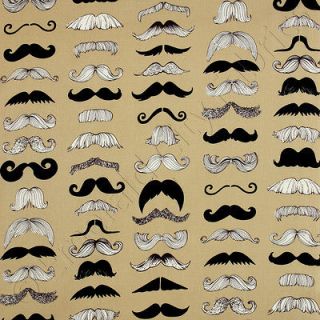 Alexander Henry Wheres My Stache Taupe Novelty Moustache Fabric 18