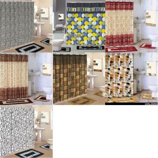 18 piece Bath Rug Set shower curtain & towels  zebra leopard coffee