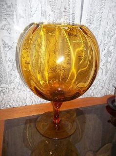 Amber GIANT Blown Wine Glass Brandy Snifter Large Vase 13  Blenko ?