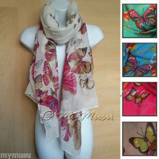 Large Butterfly Print Scarf Ladies Womens Big Soft Fashion Hot Scarves