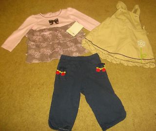 LOT OF 3 BABY GIRL GYMBOREE & AMY COE DRESS DRESSES & PANTS SIZE 6 12