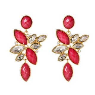NWT Amrita Singh Tamira Fuschia & Clear Sparkling Stone Drop Earrings
