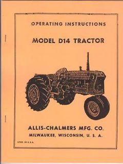 Allis Chalmers D 14 Tractor Operators Manual AC