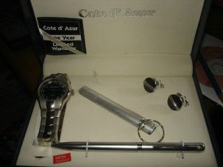Cote d Azur Watch/Cufflink s, Pen & Flashlight Set