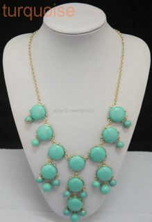 Womens Bubble Bib Statement Fashion Chain mini turquoise necklace BL1