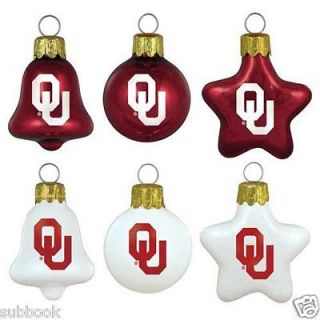 Oklahoma Sooners 6 Pack Ornament Set 