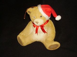 Vintage Fuzzy Flocked Christmas Teddy Bear Bank *NICE*