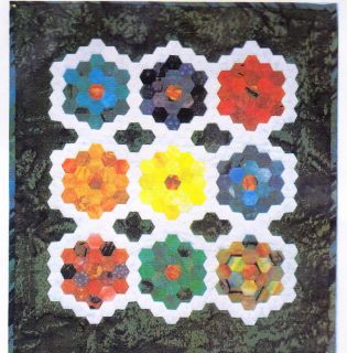Antique Garden   quilt PATTERN and English paper piecing papers