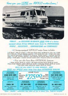 1971 Apollo Luxury Camper Motorhome   Classic Vintage Advertisement Ad