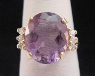 Amethyst and Diamond Gold Ring 4ct Womens GENUINE in Solid 14K Yellow