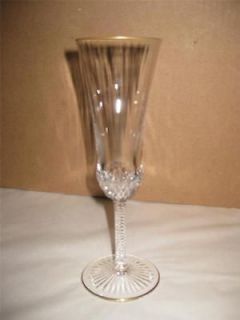 Apollo Gold Rim Crystal Stemware Glasses Champagne Flutes 8 High
