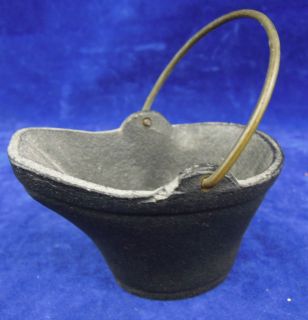 Vintage Miniature Black Cast Iron Coal Ash Bucket Pail Replica Shadow