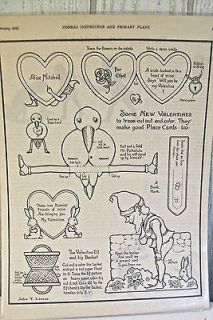 ANTIQUE PAPER PATTERN NEW VALENTINES BOOKMARK ETC 1921 SIGNED JOHN T