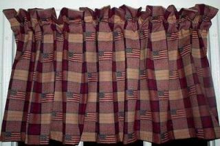 Americana Flags Plaid Valance Navy and Berry USA God Bless America