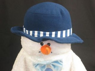 BIG JUMBO FLOPPY WINTER SNOWMAN BLUE HAT BOW BUTTONS CHRISTMAS HOLIDAY