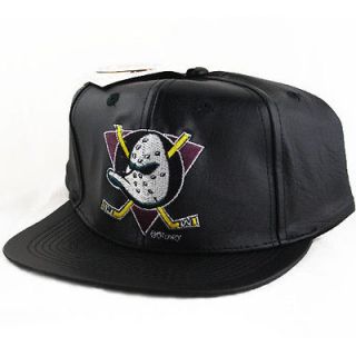 Anaheim Mighty Ducks Vintage Leather Snapback Hat Logo 7 Cap Athletic
