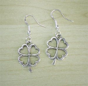 Vintage Silver Irish Celtic Clover Lucky Charm Earrings Sterling