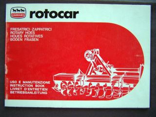 Carraro Rotocar Roatary Hoes Instruction Manual