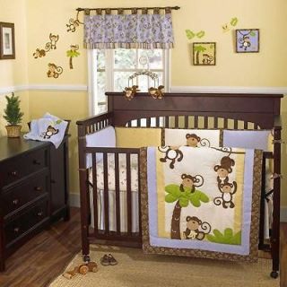 Animal Print Infant Boy 4p Nursery Monkey Discount Crib Bedding Set