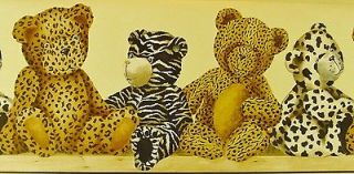 Animal Print Teddy Bear Wallpaper Border