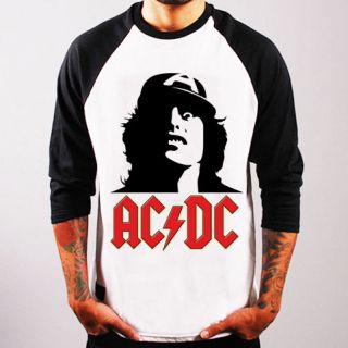ACDC Angus Young rock band music guitar Baseball t shirt 3/4 sleeve