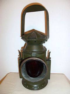 Antique Vintage Lantern Unusual Military Army Green Color Railroad
