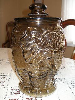 Vintage 1970s Libbey Large Glass Elephant Cookie Jar