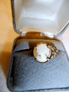 Antique Carved Cameo Ring 10K Rolled Gold Filled. Signed Makers Mark