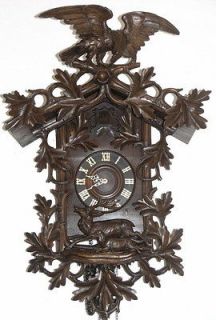LARGE ANT. VERY FINE CARVED BLACK FOREST CUCKOO CLOCK