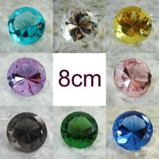 Crystal Glass Paperweight Diamond Shaped Gem Display 8cm (Choose Color