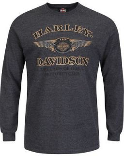 Harley Davidso n Mens 110th Anniversary Charcoal Grey Long Sleeve