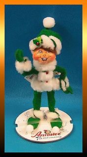 2008 Annalee GREEN PEPPERMINT TWIST ELF 5 Christmas Shelf Sitter Doll