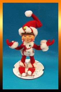 2008 Annalee RED PEPPERMINT TWIST ELF 5 Christmas Shelf Sitter Doll