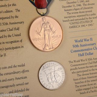 World War II 50th Anniversary Commemorative Coin and Victory Medal Set