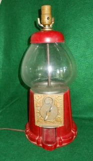 Antique Lamp Gum Ball Coin Operated Machine Red Country Store Vending