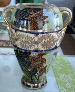 antique MONUMENTAL MORIAGE Floral Vase URN Japan   Nippon 12 double